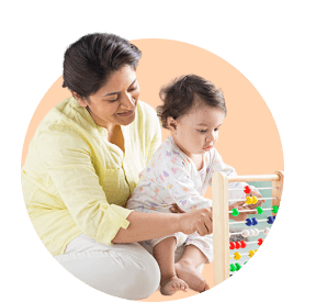 Mother and child playing together