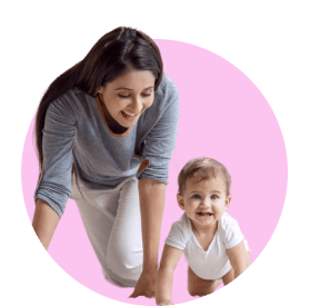 Mother and baby crawling together