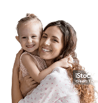 Mother hugging child